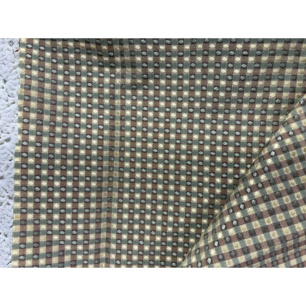 Fabric Vintage Gold Green Rust Check Reversible Remnant 54